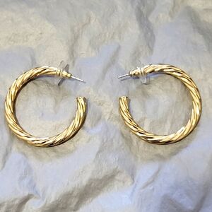 House of Harlow 1960 Gold Twisted Hoop Earrings